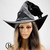 BLACK WITCH HAT RUCHED CURVED TALL HAT