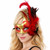 Red & Gold Venetian Masquerade Mask with Feathers Elegant Carnival Party Mask