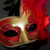 Red & Gold Venetian Masquerade Mask with Feathers Elegant Carnival Party Mask