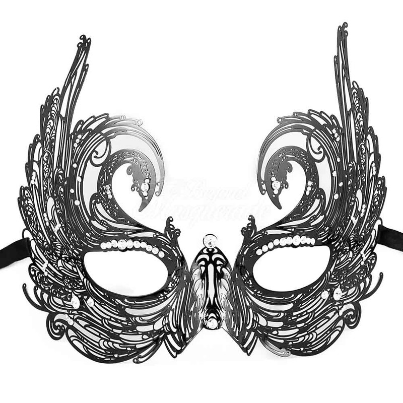 Masquerade Mask Majestic Swan  Black M7166