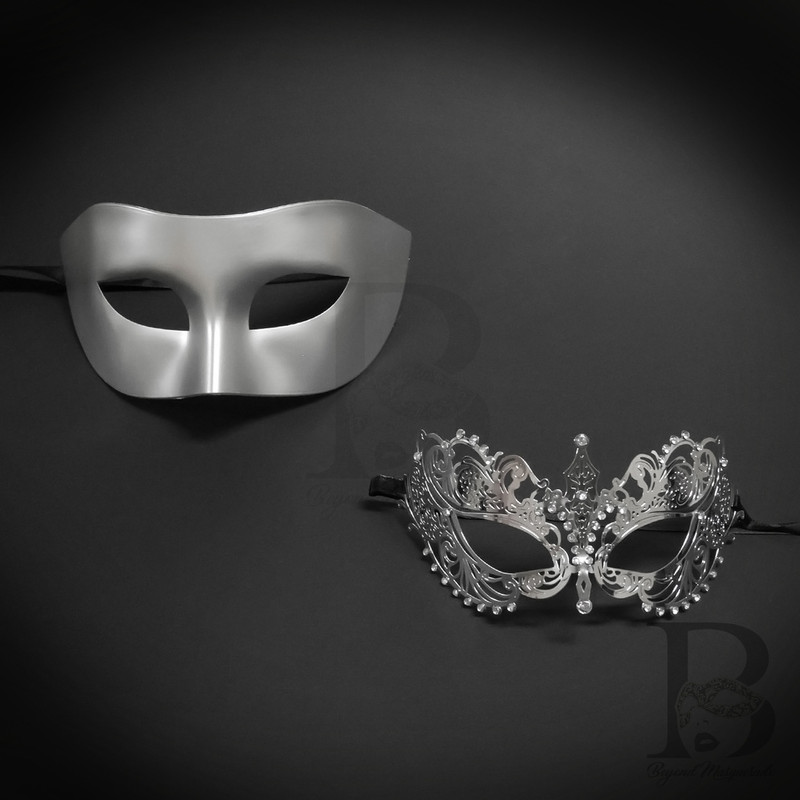 Couples masquerade mask, masquerade mask pair, silver couples masquerade mask, beyond masquerade, halloween couple masks