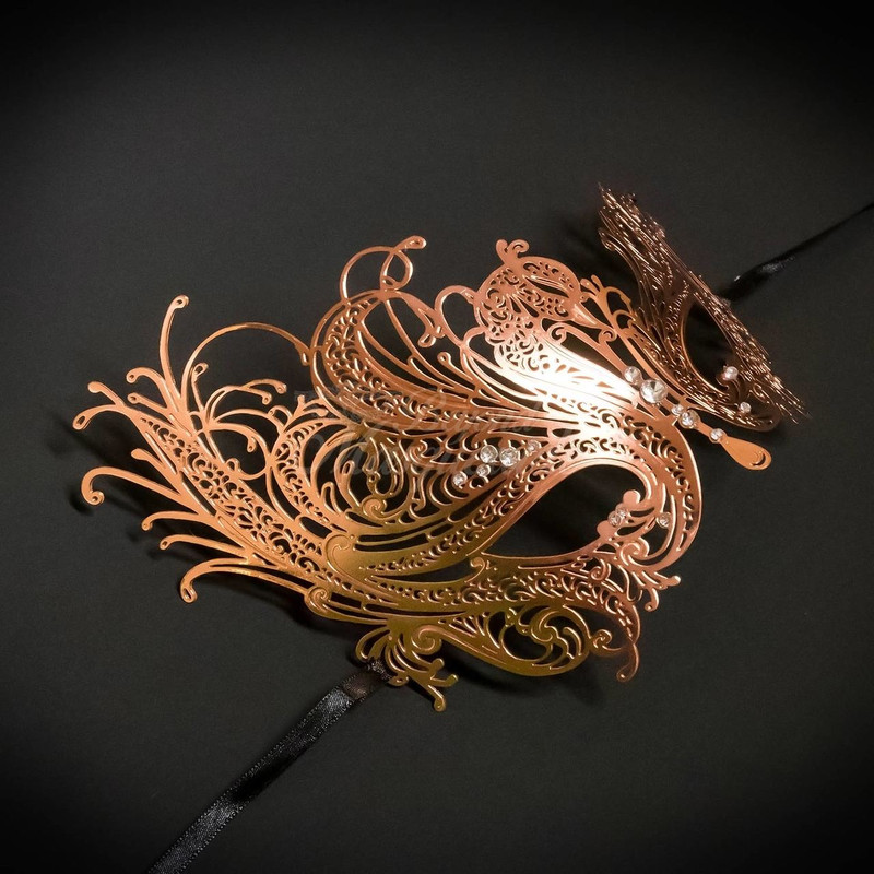 Masquerade Mask for Women | Elegant Masquerade Mask Rose Gold M7139