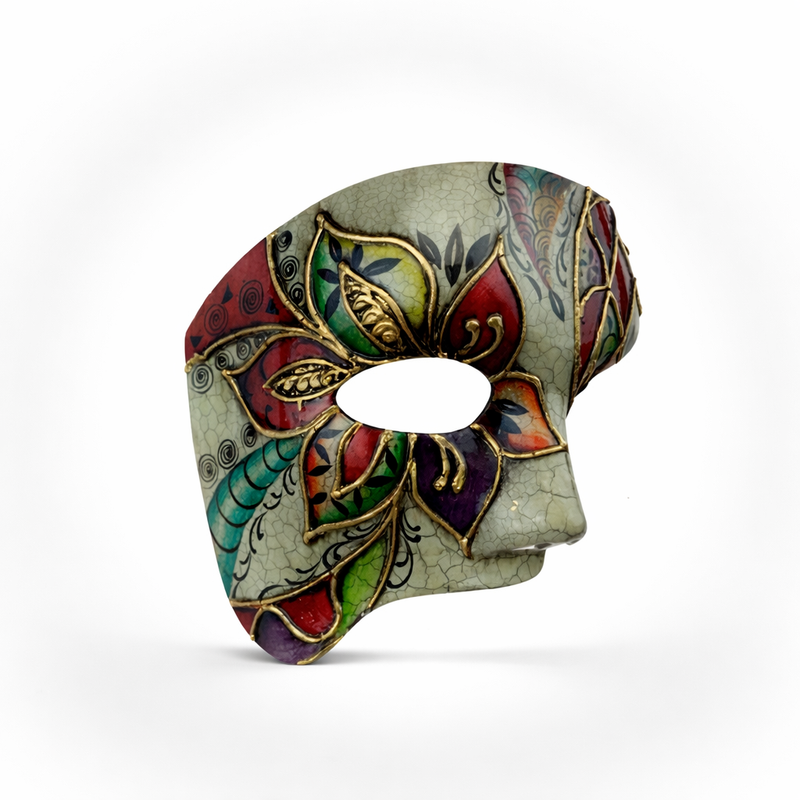 Watercolor Abstract Floral Art Phantom Masquerade Mask Men Red M2606