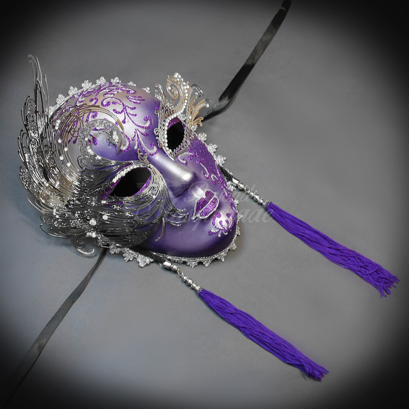 Masquerade Mask Luxurious Wall Decor Mask Silver Purple M31082