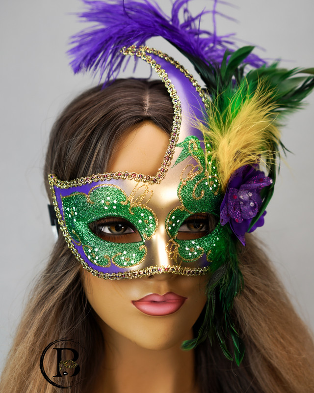 Purple Gold Mardi Gras Feathers Carnival Headdress