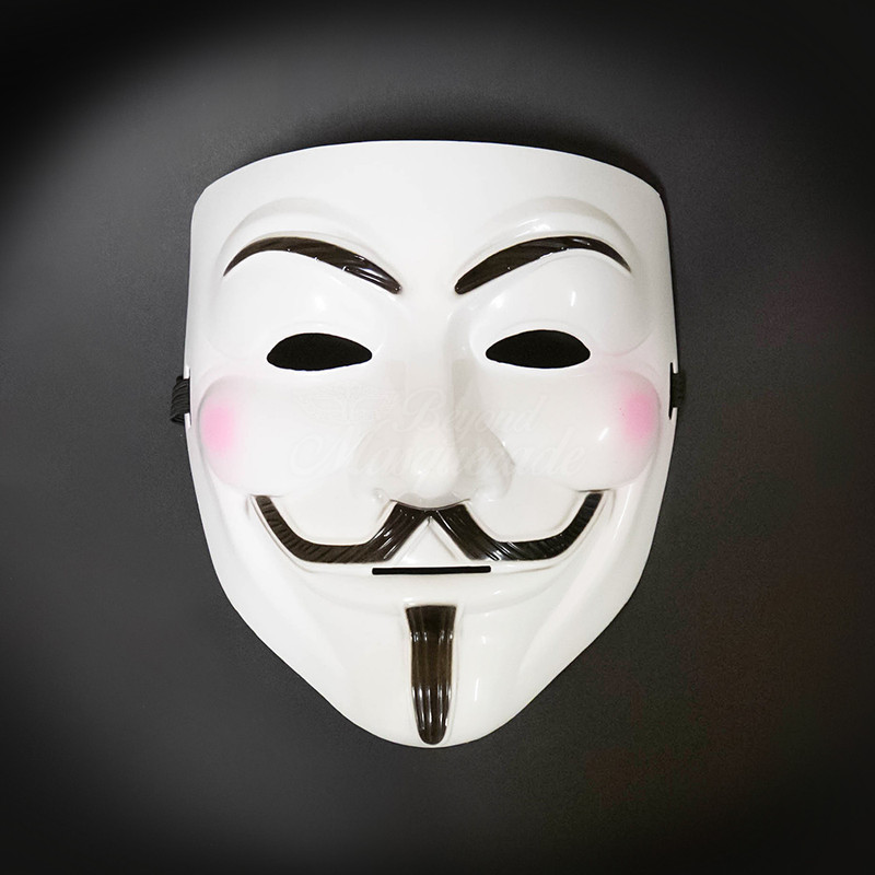 V for Vendetta,  guy hawkes mask, v mask, v for vendetta, phantom mask for men, men's masquerade mask, v for vendetta mask, white mask, pink cheeks, mustache mask