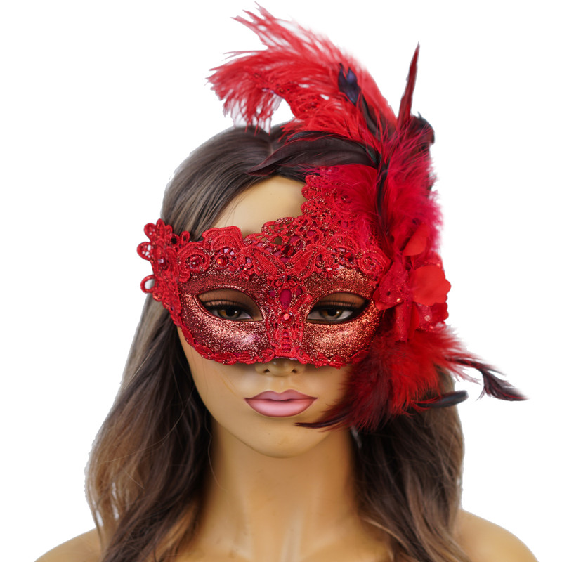red feather masquerade mask