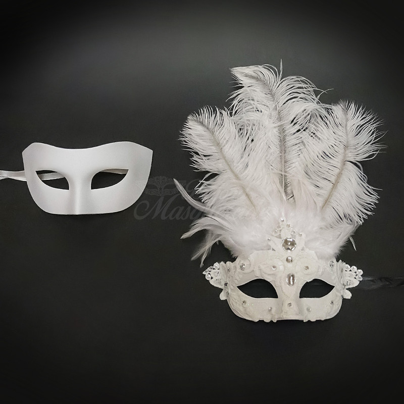 White Ball Mask Masquerade, Bride Accessories