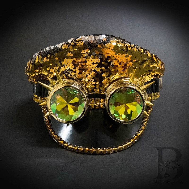 Glitter Steampunk Goggle Hat, Steampunk masks, steampunk masquerade masks, women’s steampunk mask, masquerade masks for men
