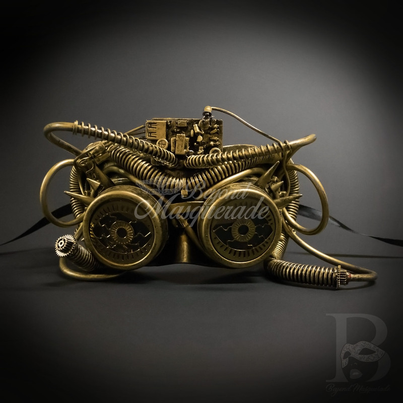 Gold steampunk goggles masquerade mask, steampunk mask steampunk, masquerade masks