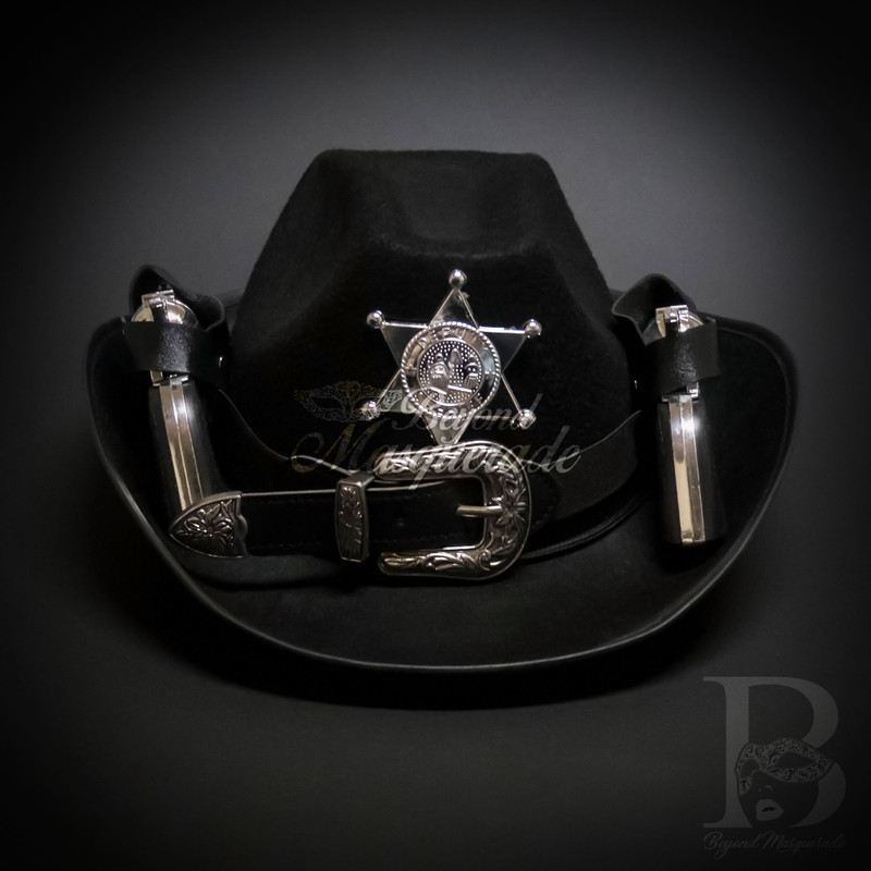 Wild West Sheriff Party Cowboy Hat with Guns Halloween Costume Black Wild West Sheriff Party Cowboy Hat with Guns Halloween Costume Black