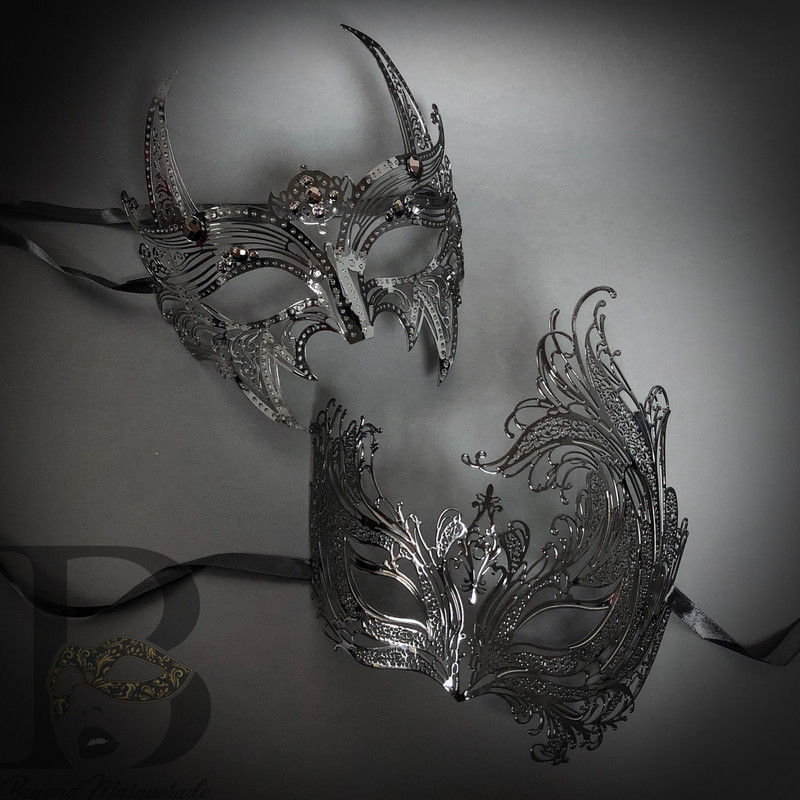 wolverine couple's masquerade masks, purple glitter masks