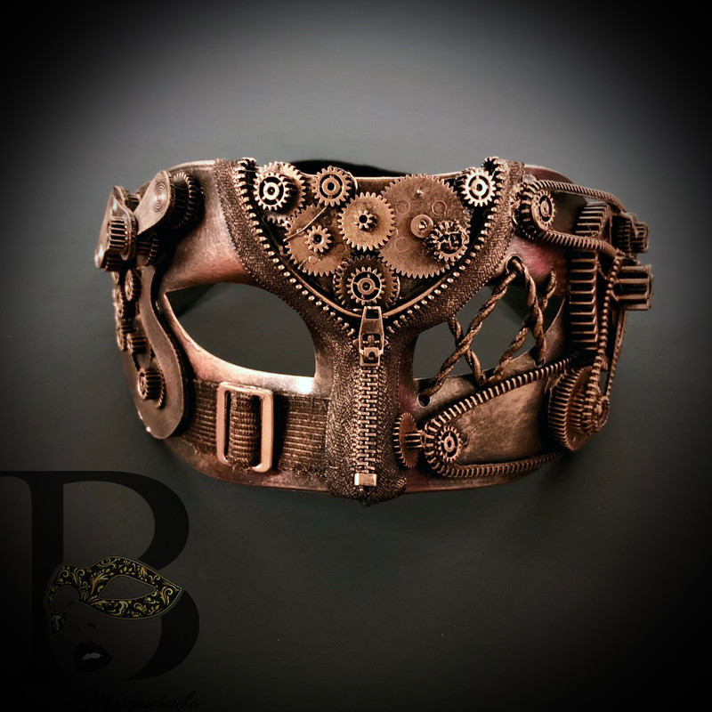 Copper steampunk masquerade masks, copper masks, party masks, steampunk outfit, steampunk masquerade mask.