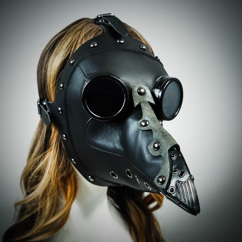Steampunk covid mask, Plague doctor mask, masquerade mask, steampunk costume mask, masquerade mask, black masquerade mask, bird mask, raven mask. 