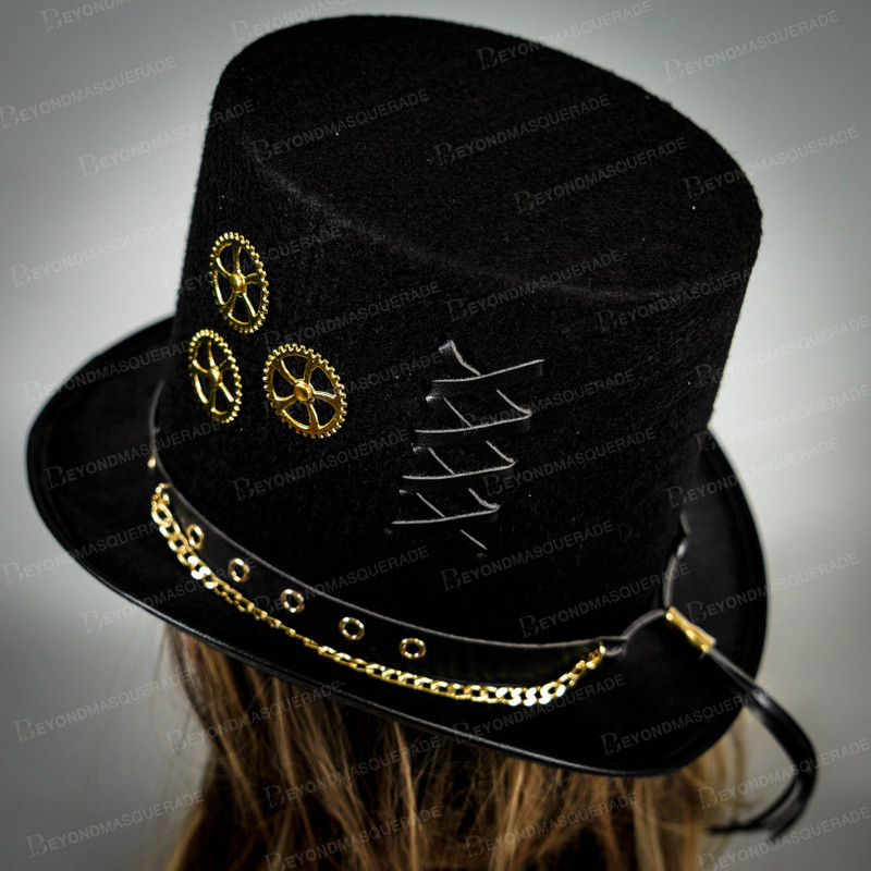 New Black Steampunk Hat Free Shipping USA