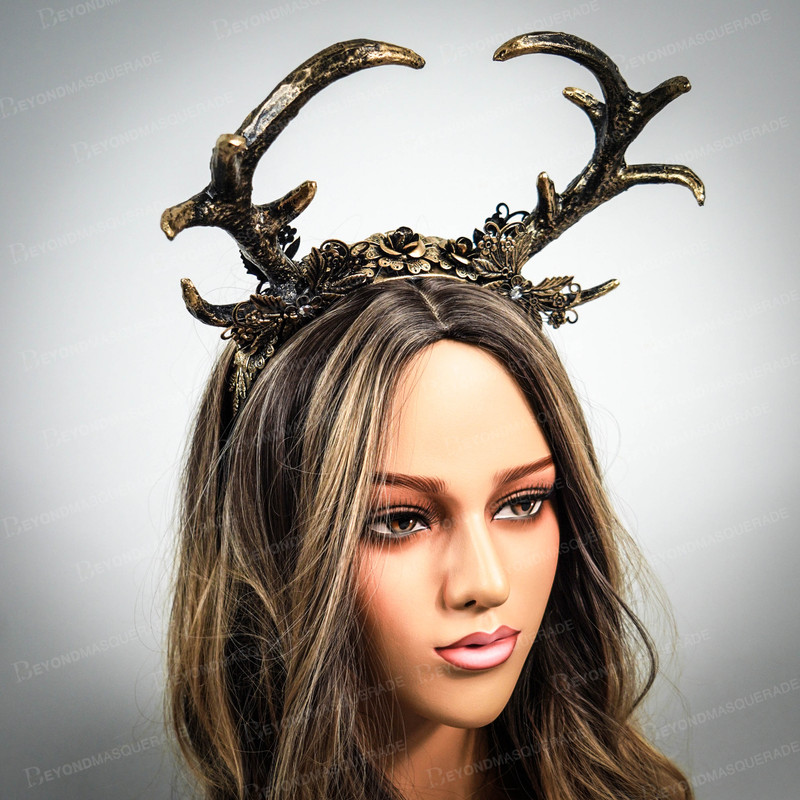 gold deer antler headband