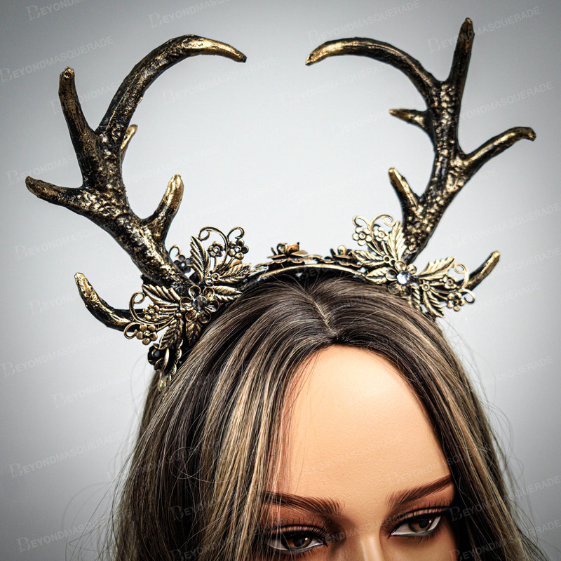 gold deer antler headband