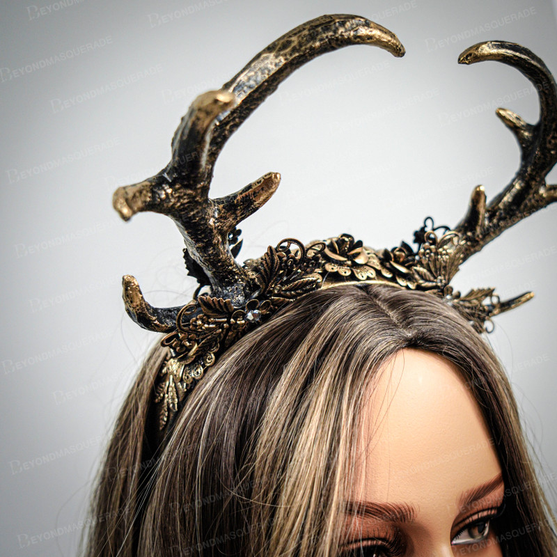 gold deer antler headband