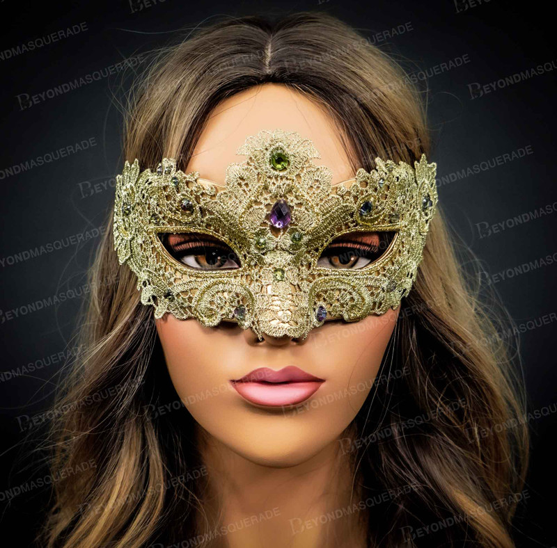 LACE MASQUERADE MASK, GOLD MASQUERADE MASK, HALLOWEEN MASK, MASQUERADE MASKS