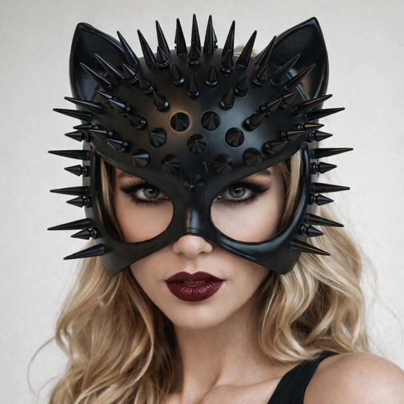 black spike cat mask steampunk cat woman costume mask