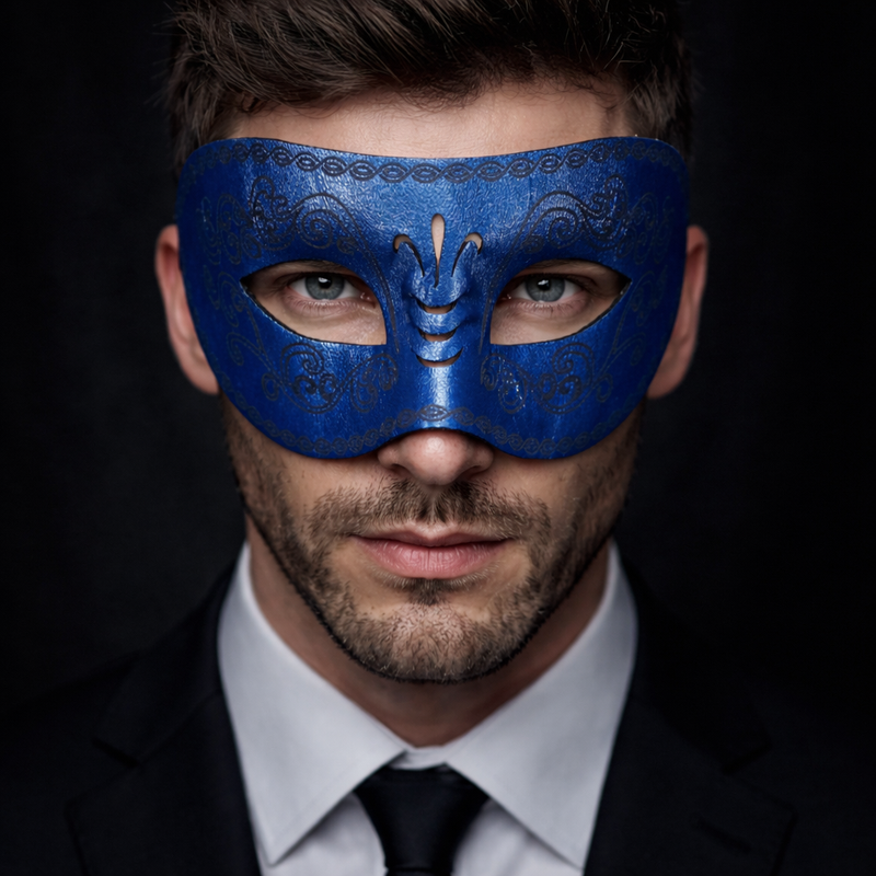 Men’s Leather Mask Classic Venetian Masquerade Half Mask for Wedding, Prom, Ball & Halloween Costume