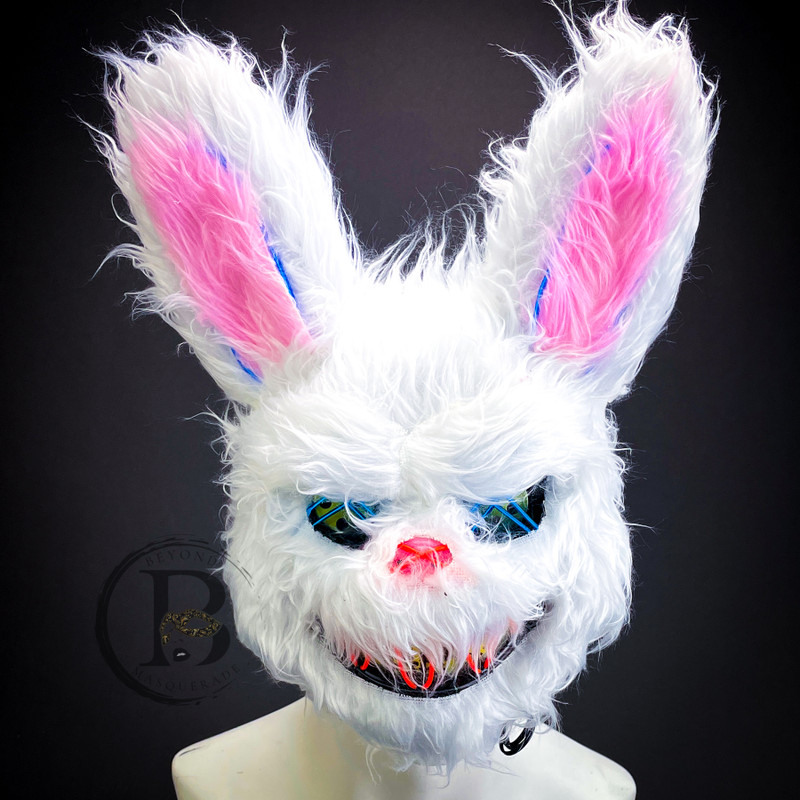 BIG BANG TOP BUNNY MASK. STILL LIFE TOP MASK VIP Scary Rabbit Bunny Mascot Masquerade Mask Over the Head LED Lights