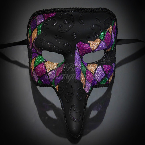 The Zanni Mask | Plague Doctor Masquerade Checkers Purple M1032