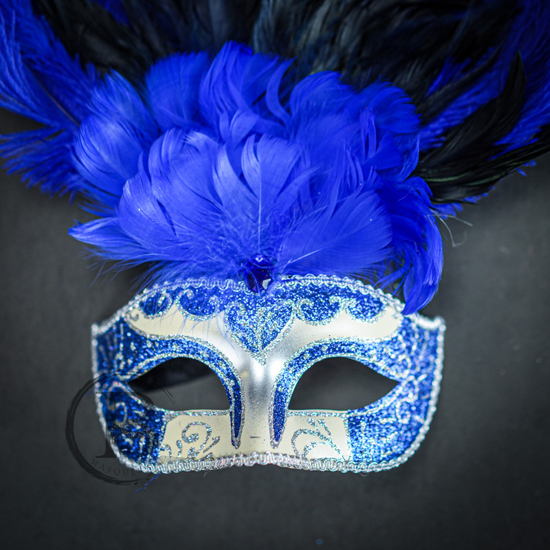 Cosplay Costume: Feather Masquerade Costume Silver Royal Blue