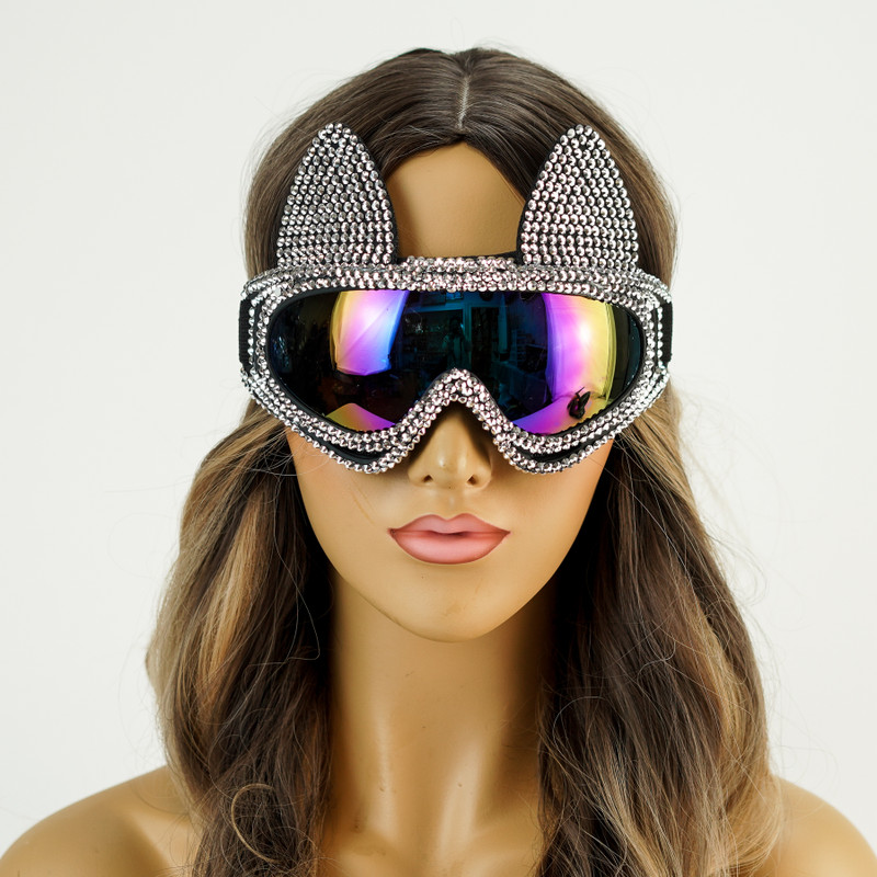 Rhinestone Ski Mask Goggles