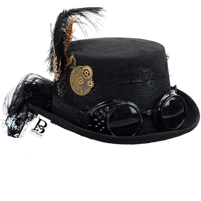 New Black Steampunk Hat Free Shipping USA