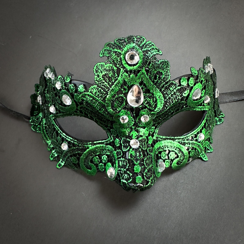 green masquerade mask mardi gras party mask