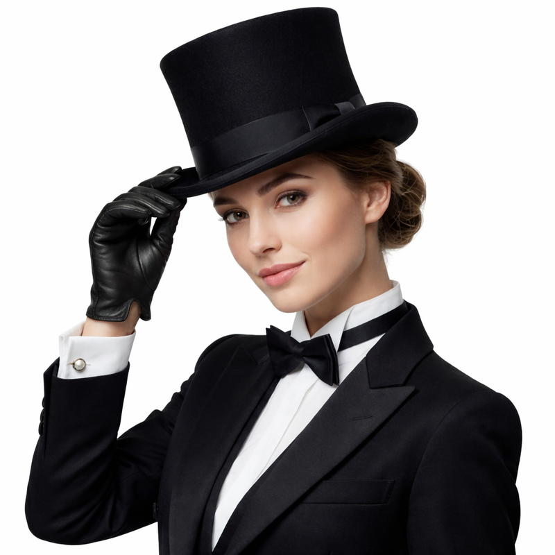 Classic Black Top Hat Elegant Formal Tuxedo Hat for Men & Women