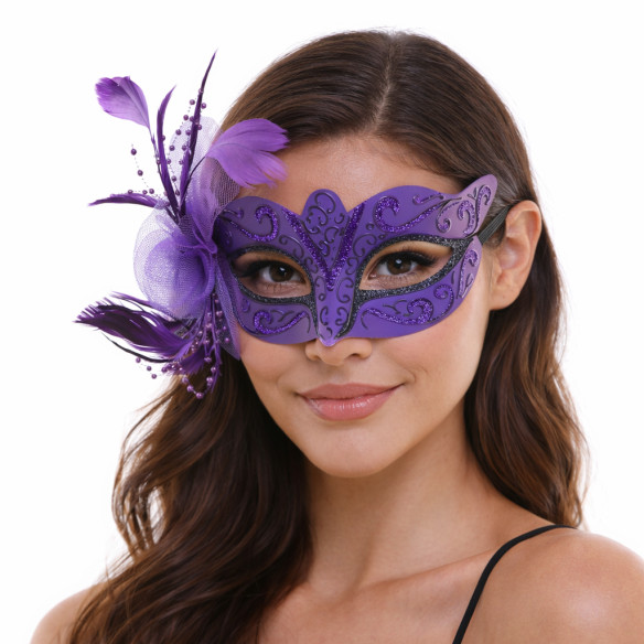 Feather Masquerade Mask Elegant Venetian Eye Mask for Women Luxury Ball Gala Halloween Costume