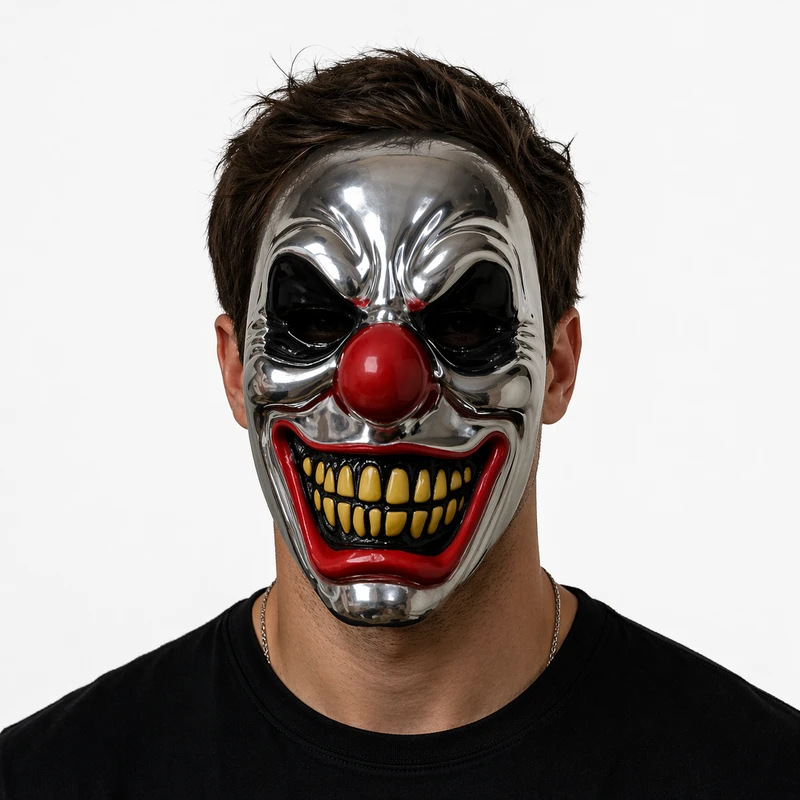 Horror Costume Mask with Red Nose & Yellow Teeth