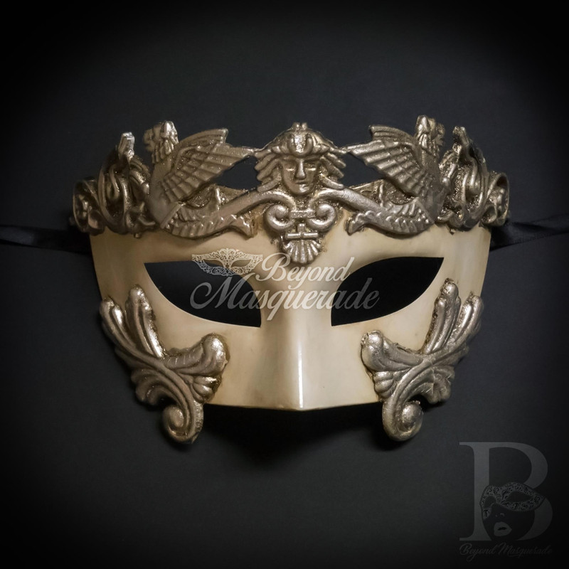 Silver Roman Men’s masquerade mask, masquerade mask for men for masquerade ball