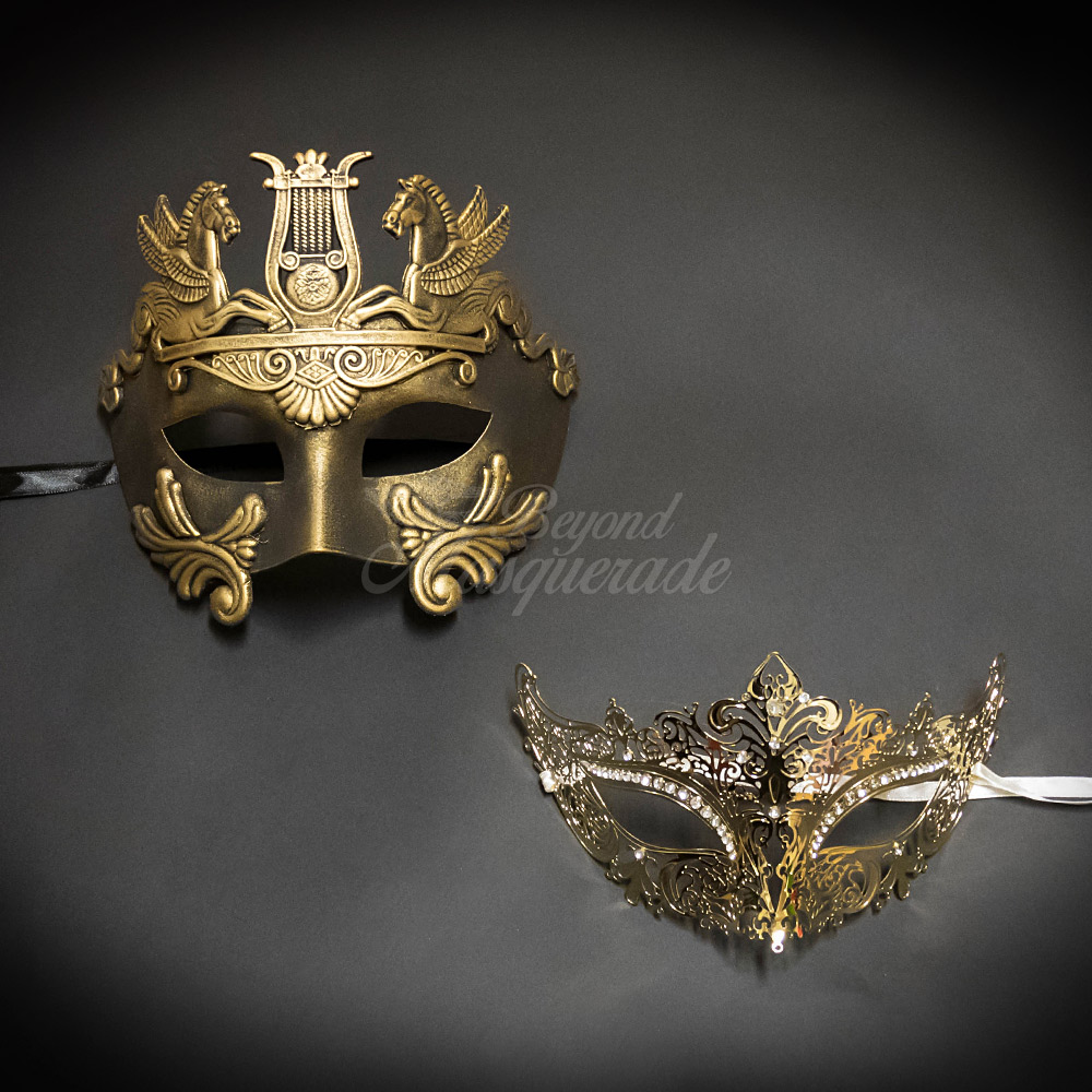 BaccaratマスカレードMasquerade男女　ピエロ ガラス像置物金彩 Couple's Masquerade Masks for Men and Women | FREE Shipping