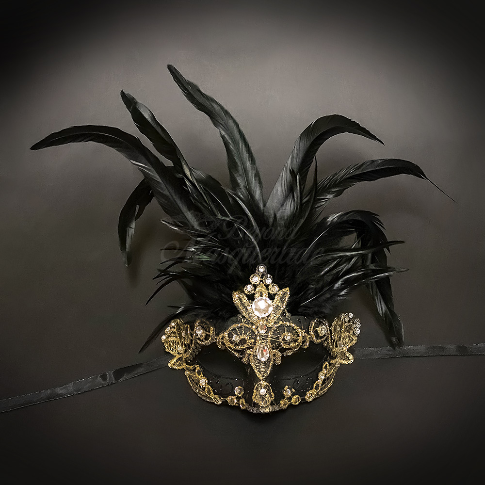 BaccaratマスカレードMasquerade男女　ピエロ ガラス像置物金彩 Masquerade Mask for Women Mask Fifty Shades Darker