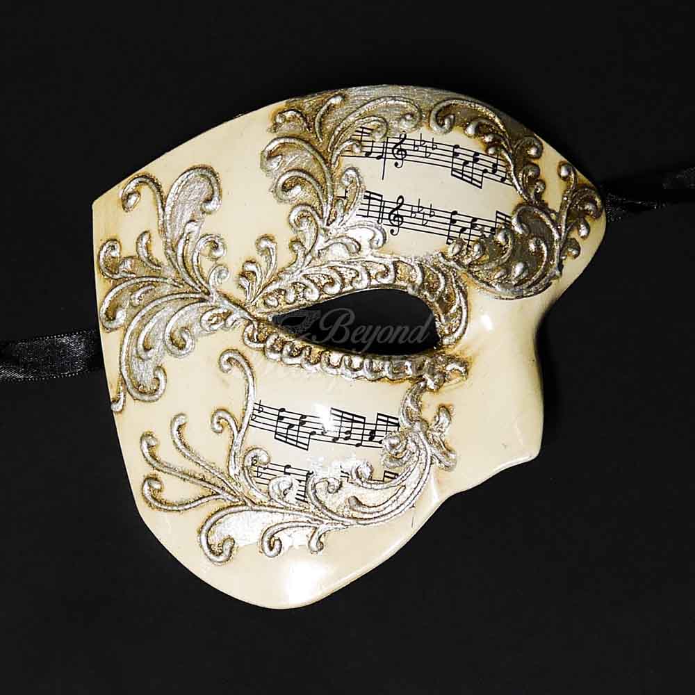 Silver Masquerade Mask for Women, Prom Ball Masquerade Mask, Carnival Face Mask Ivory / White