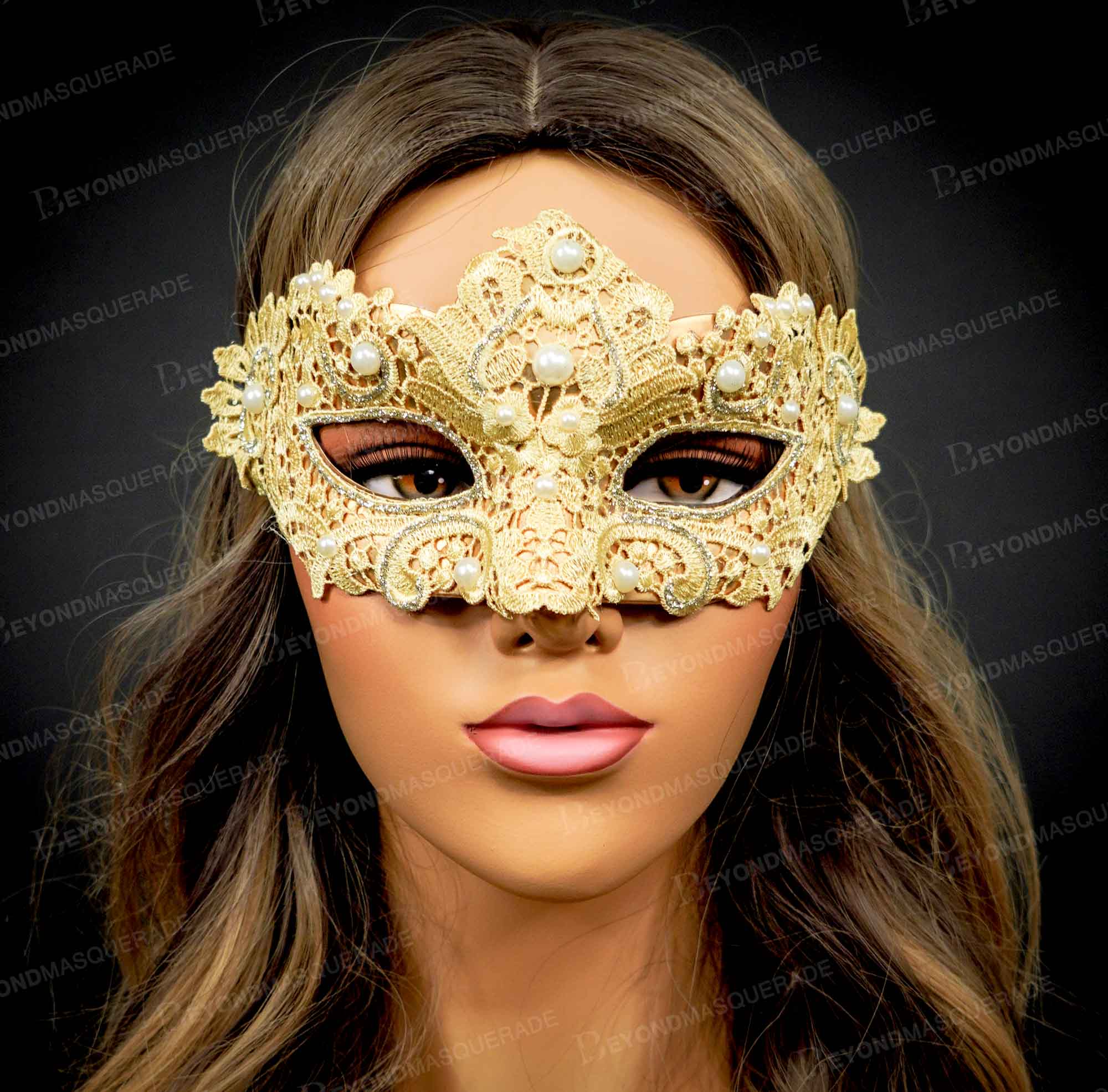 Couple Venetian Gold Venetian Metal and Glitter Masquerade Eye Masks 