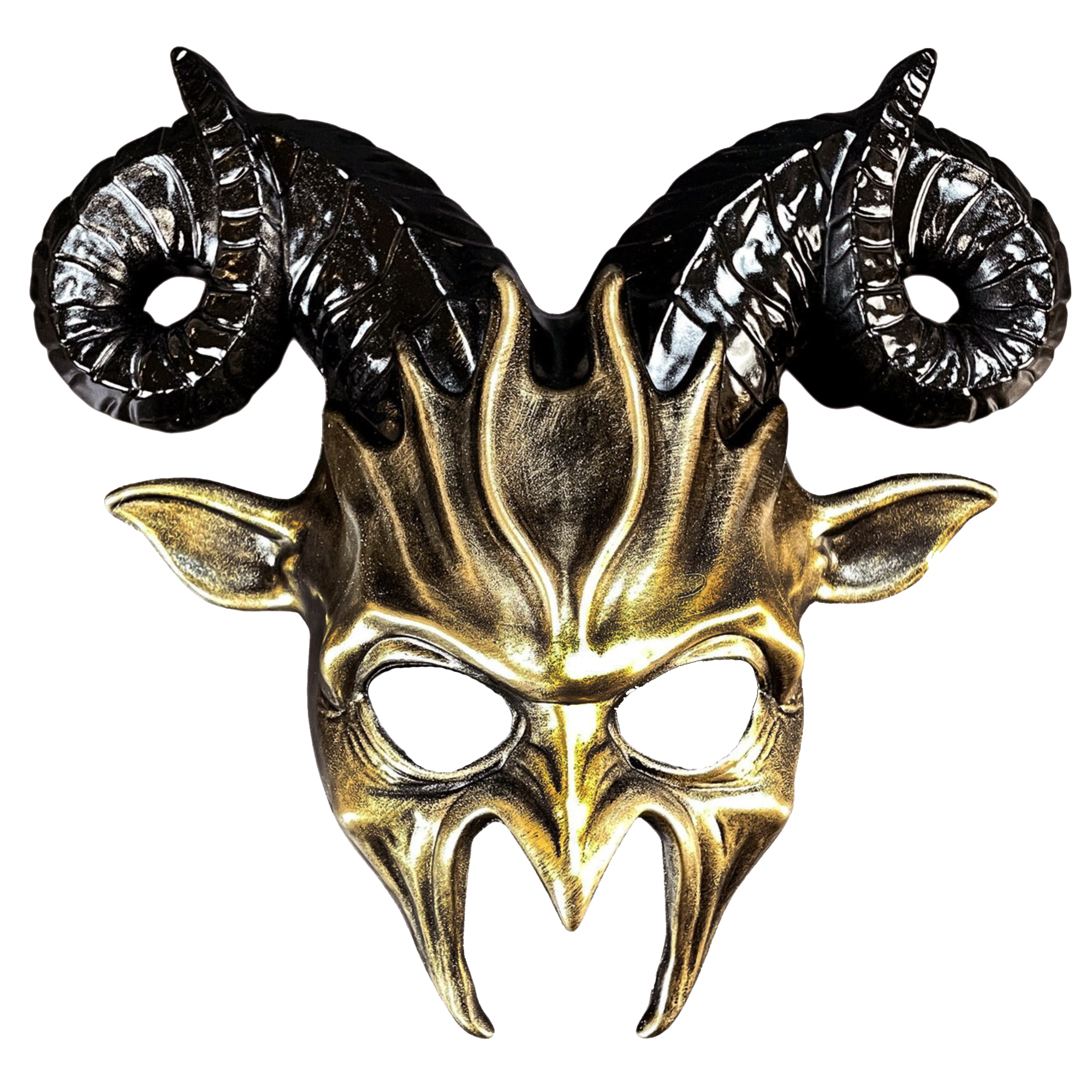 Gold Mens Masquerade Mask Goblin Horned Creature Mask Party Mask