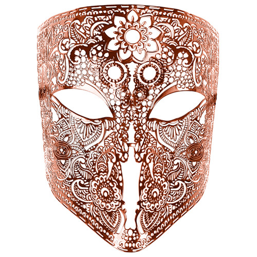 New Full Face Lace Metal Masquerade Mask Silver