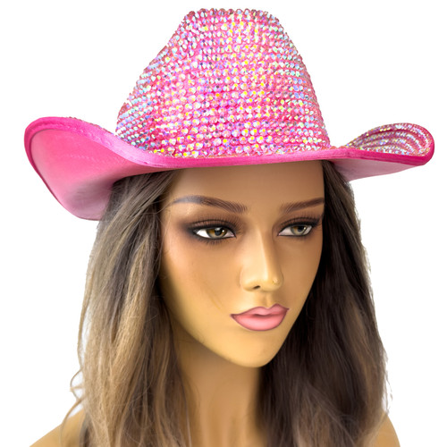 Pink Rhinestone Cowboy Hat for Concerts Festivals