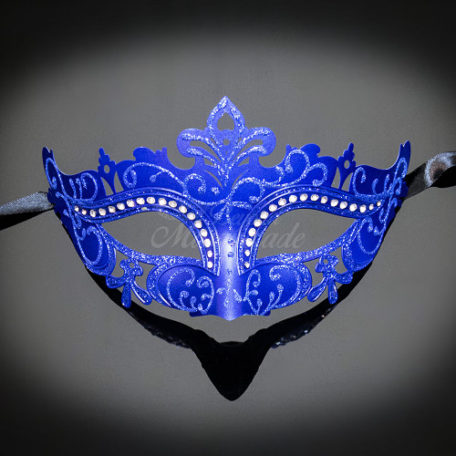 Blue & Black Masquerade Mask With Dragon Scales