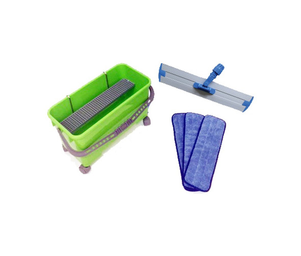 Flat mop waxing kit with bucket.