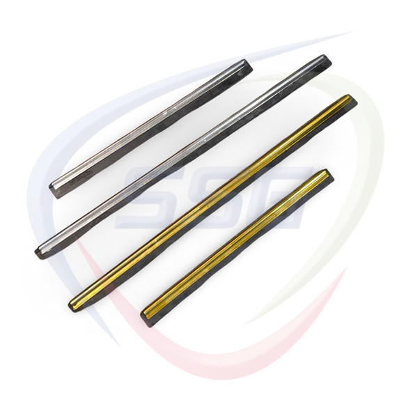 Ettore Window Cleaning Master Channels with Rubbers in Brass and Stainless.  Channels in 12 inch and 18 inch sizes.