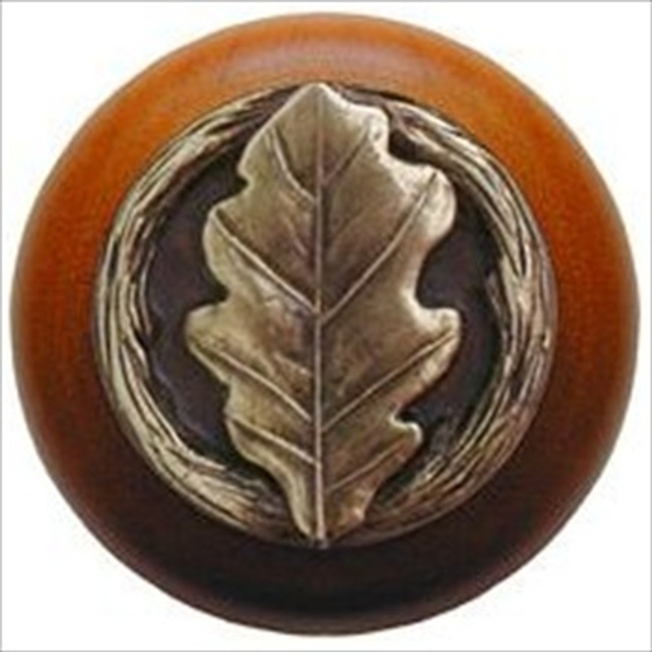 Notting Hill Hardware Oak Leaf Cherry Cabinet Knob Antique Brass