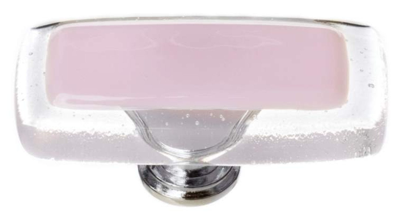 Sietto 2 Inch Reflective Pink Long Glass Cabinet Knob
