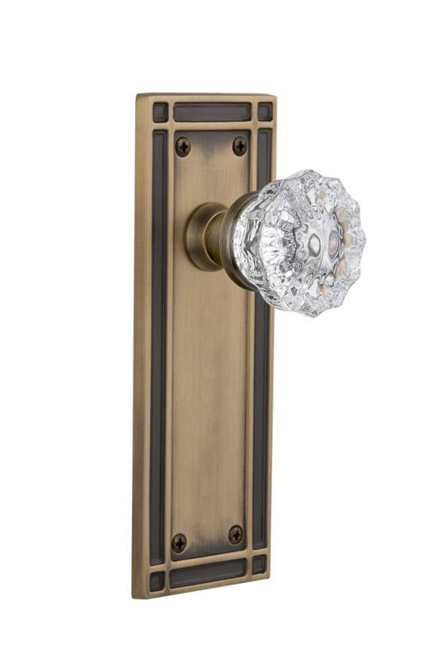 Nostalgic Warehouse Oval Fluted Crystal Door Knob with Deco Plate 
