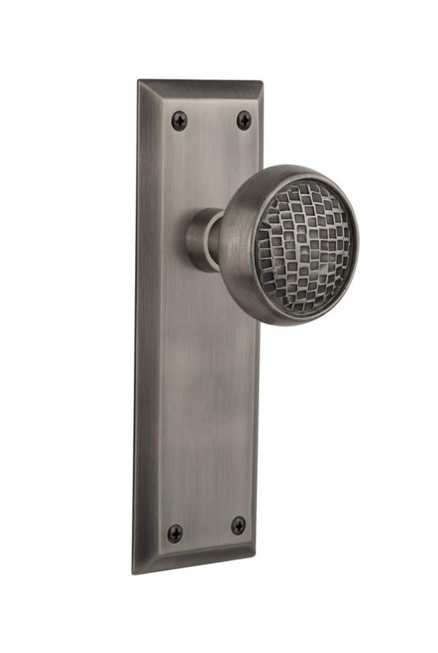 Nostalgic 716443: New York Backplate w/Craftsman Knob Single Dummy Door Set  - Antique Pewter