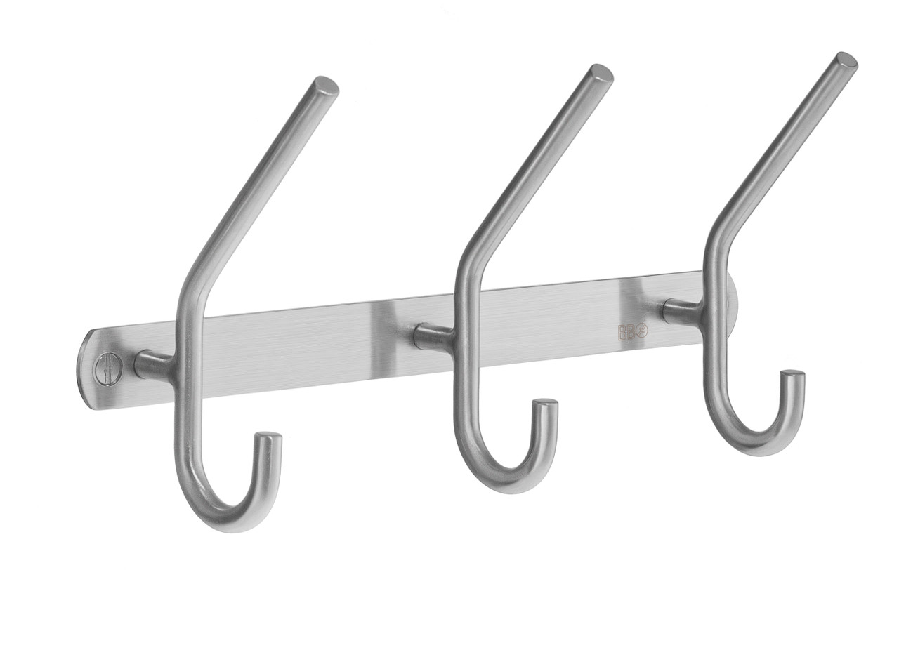 Smedbo B1003 3 Hooks Hat & Coat Rack, Brushed Stainless Steel